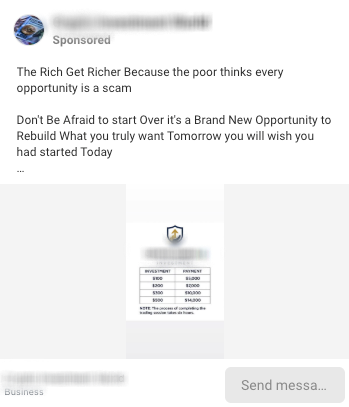 Example of Crypto Recovery Meta Scam Ad